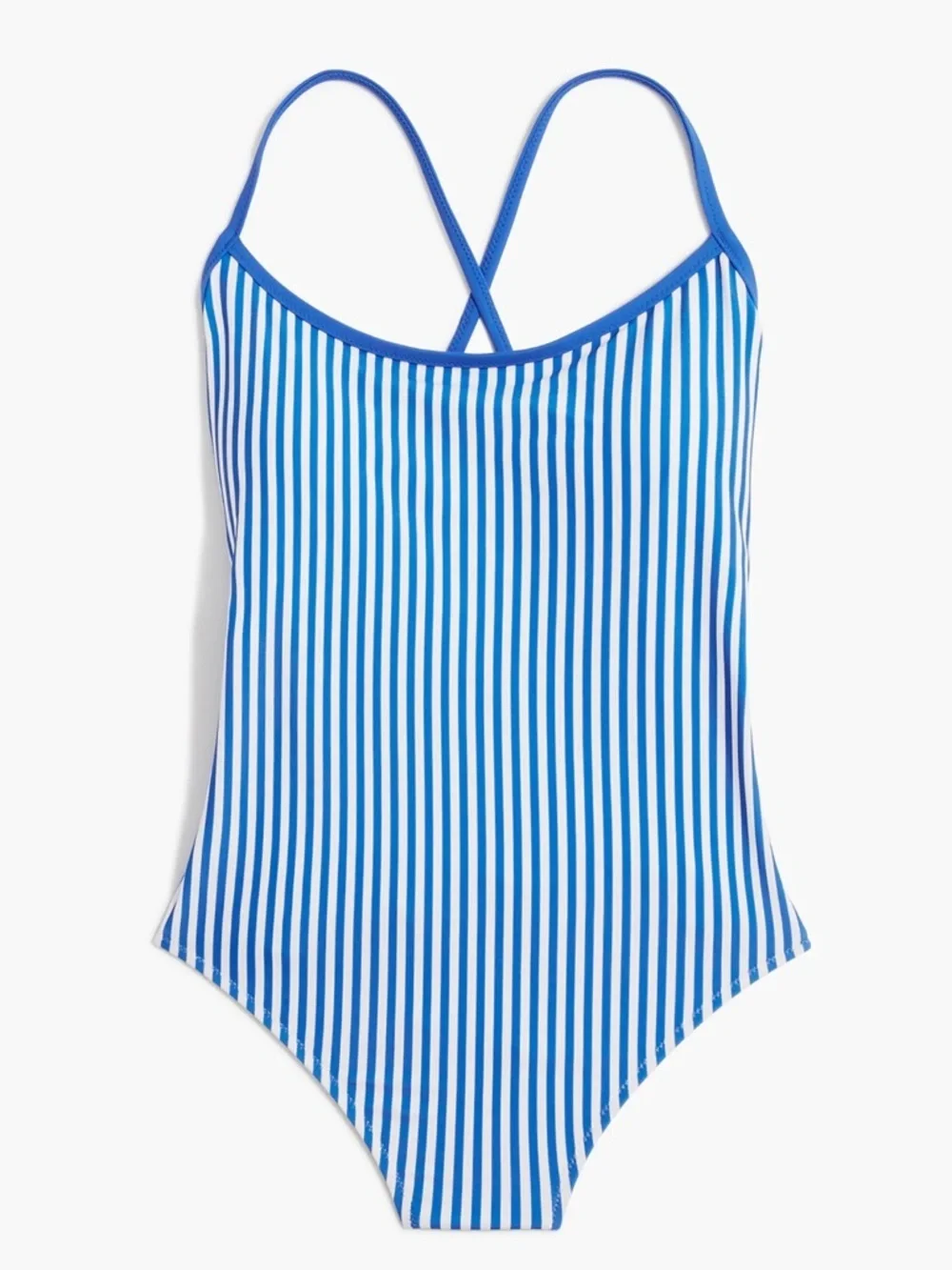 J. Crew NWOT Blue and White Striped Cross Back Swim One-Piece